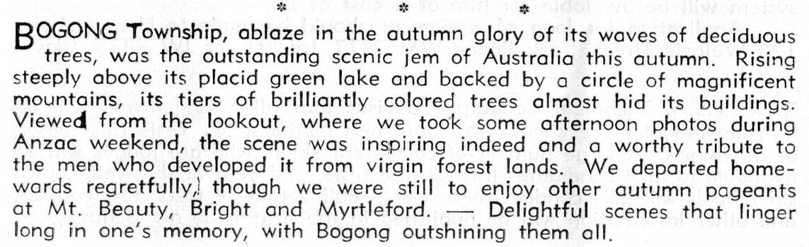 Article - Bogong Township in Autumn