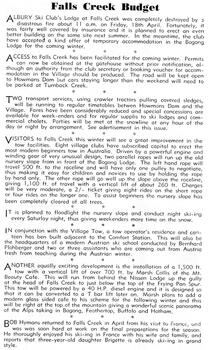 Falls Creek Improvements Budget 1958