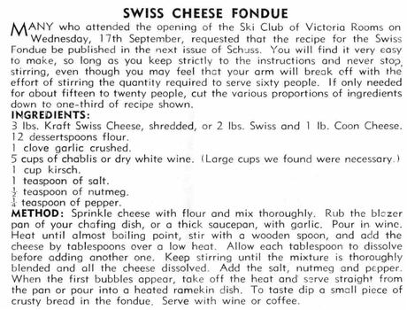 Swiss Cheese Fondue Recipe from Ski Club of Victoria 