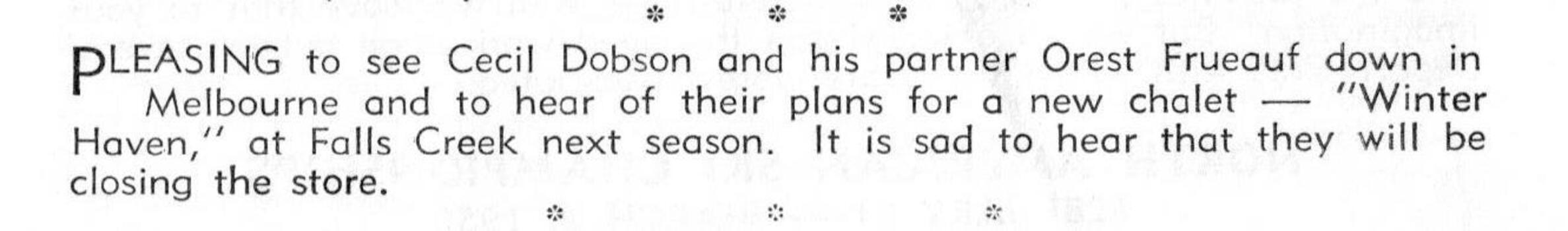 Cecil Dobson and Orest  Frueauf  Plans