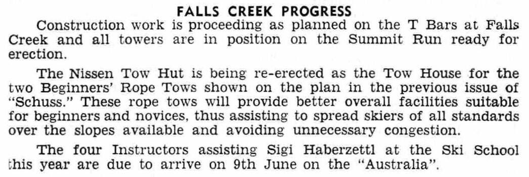 Developments at Falls Creek progressing