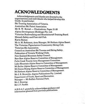 Alpine Safety Manual Acknowledgements