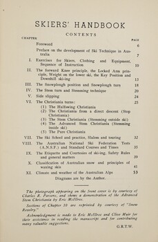 Skiers' Handbook Contents Page