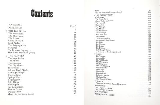 Cattlemen of the High Country - Contents
