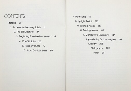 Freestyle Skiing - the Fundamentals - Contents