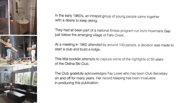 Oldina Ski Club 50 Years Introduction