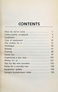 The New Cross Country Ski Book - Contents Page
