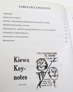  Kiewa Kids - Contents page