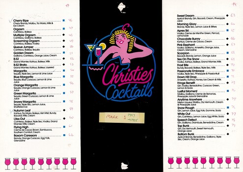 Christies Cocktail Menu Number 1