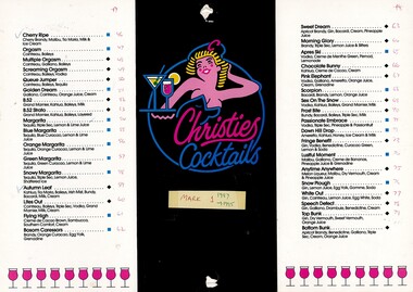 Christies Cocktail Menu Number 1