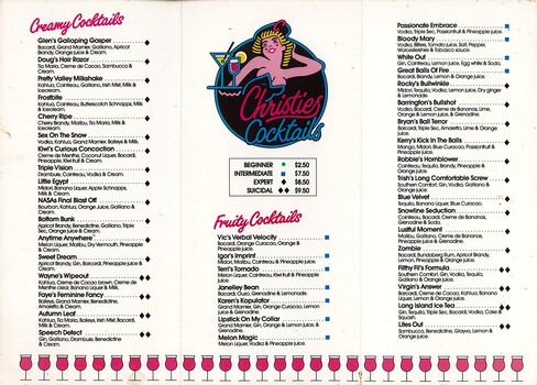  Christies Cocktail Menu 3 Reverse