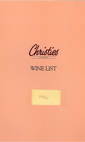 Christies Wine List Cover 1986