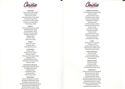 Christies Wine List 1986