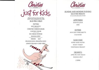 Christies Court Menu Just for Kids