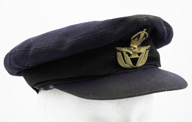 Navy Blue Officers Flying Cap With Gold Emblem Centre piece 