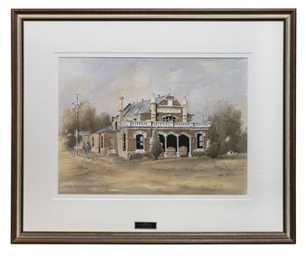 Painting - Painting Watercolour Pen and Ink, Brian McGuffie, The Old Courthouse Moonee Ponds  Brian McGuffie, 1989
