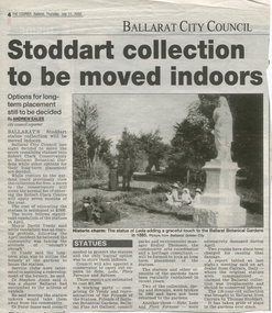 Work on paper - Options for Long Term Placement of statues, Stoddart Collection to be Moved Indoors_Courier, Thursday 11th July 2002, page 4