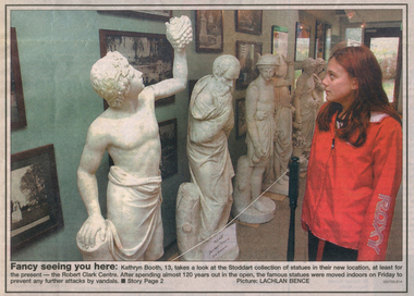 Work on paper - Temporary Location of Statues Indoors, "Fancy Seeing You Here", Courier, Monday 22nd July, 2002