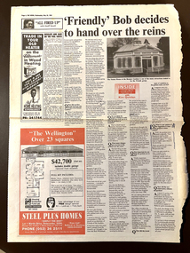 Work on paper - Bob Whitehead Courier, Wednesday May 25th, 1994, Stepping Down as Chairman of the Friends of the Ballarat Botanic Gardens, May 25th, 1994
