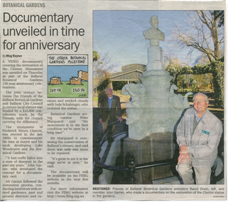 Work on paper - Ballarat Botanical Gardens Monument, The Claxton Memorial. Grave Ballarat Old Cemetery, 1997- 2012