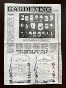 Work on paper - Gardening, Ballarat Horticultural Society, Double Diamond Jubilee, Courier newspaper, Saturday October 20, 1979, page 33, Saturday, October 20, 1979