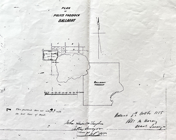 Work on paper - Site of the Ballarat Botanical Gardens, Plan of Police Paddock, Ballarat, 6th October 1855, October, 1855