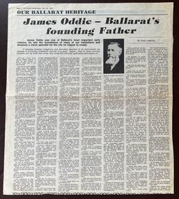 Work on paper - Our Ballarat Heritage, James Oddie, Ballarat's founding Father. The News, April 20, 1983