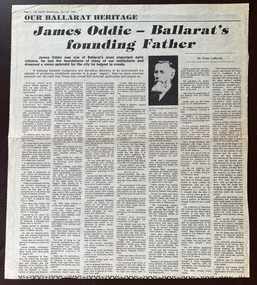 Work on paper - Our Ballarat Heritage, James Oddie, Ballarat's founding Father. The News, April 20, 1983, 1983