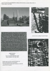 Letter - Letter to the Mayor, Ballarat City Council from Friends of the Ballarat Botanical Gardens, The Upkeep of James Russell Thomson's Grave, 9/7/2009 Letter drafted by the History Group, FBBG