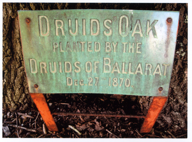 Work on paper - Photograph of the Druids Oak Plaque, December 27th, 1870, Tree planted by the Druids of Ballarat, 1/12/2009