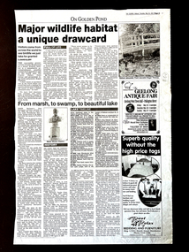 Work on paper - Major Wildlife Habitat: a unique drawcard. The Courier, Ballarat, 24/5/2001, From Marsh, to Swamp, to Beautiful Lake, 24/5/2001