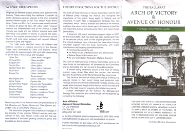 Work on paper - Heritage Information Guide, The Ballarat Arch of Victory and Avenue of Honour, 7/2007