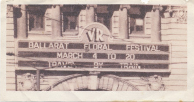 Photograph - Digital image - jpg, Detail of Flinders street station with Begonia festival advertisement