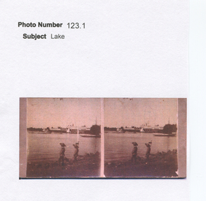 Work on paper - Sepia photograph of Lake Wendouree, Children at Lake Wendouree, Ballarat