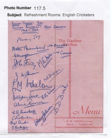 Work on paper - English Cricket Team, 1948-49 at the Gardens Pavilion, Lake Wendouree, Ballarat