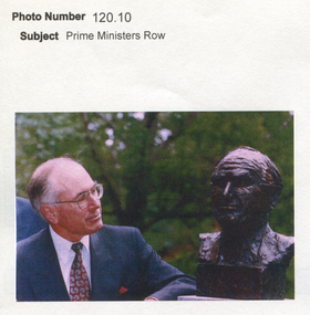 Work on paper - John Winston Howard Beside his Sculpture, The Prime Ministers' Avenue, Ballarat Botanical Gardens