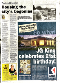 Work on paper - "Housing City's Begonias", Ballarat Courier, 30/6/2007, Conservatories in the Ballarat Botanical Gardens