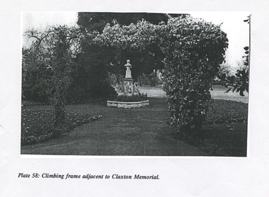 Work on paper - Climbing Frame Adjacent to the Claxton Memorial, Framing the Claxton Memorial in the Ballarat Botanical Gardens