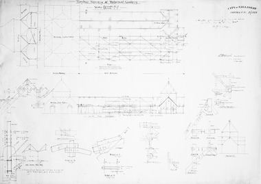 Black and white design drawings of planned fernery 1925; Ballarat Botanical Gardens