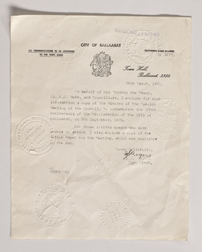 Letter - City of Ballaarat Letter, City of Ballaarat, 1971