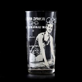 Souvenir - Etched Glass Tumbler, Greig's Honey, c 1956