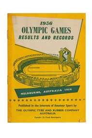 Cover of booklet.  Printed yellow background with image of MCG printed over top in green ink. Text at top and bottom of page. 