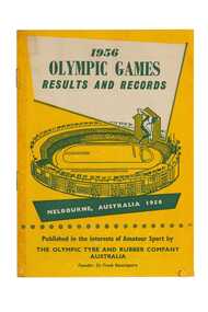 Cover of booklet.  Printed yellow background with image of MCG printed over top in green ink. Text at top and bottom of page. 
