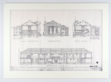 Work on paper - Architectural Drawing, City of Bendigo, Public Offices Bendigo, 23 November 1928