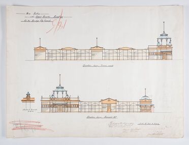 Work on paper - Architectural Drawing, City of Bendigo, New Baths at Upper Reserve Bendigo for the Bendigo City Council, 18th November 1912