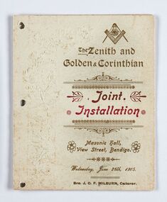 Memorabilia - Invitation and Menu Card, Joint Installation, 1905