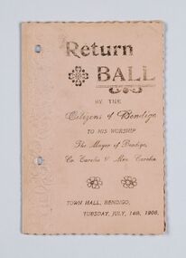 Memorabilia - Event Program, City of Bendigo, Return Ball, 1908