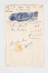 Financial record - Invoice, E.M Vains & Co
