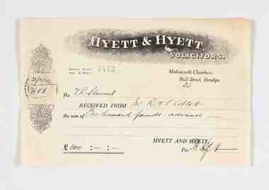Financial record - Receipt, Hyett & Hyett Solicitors