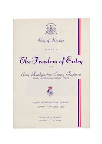 Ceremonial object - Invitation, City of Bendigo, The Freedom of Entry, 1970